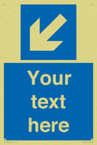 Custom Directional signage blue down left arrow 